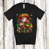 MacnyStore - Feliz Navidad; Awesome Christmas Leopard Sombrero Mexican Santa; Guitar Family Group T-Shirt