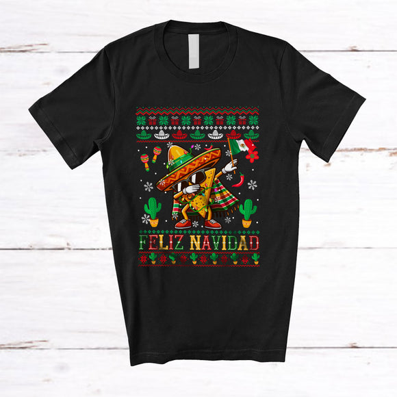 MacnyStore - Feliz Navidad; Cheerful Christmas Sweater Dabbing Mexican Nacho Lover; Family Group T-Shirt