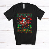 MacnyStore - Feliz Navidad; Cheerful Christmas Sweater Mexican Santa Riding T rex Lover; Family Group T-Shirt