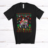 MacnyStore - Feliz Navidad; Cheerful Christmas Sweater Mexican Santa Riding Unicorn Lover; Family Group T-Shirt