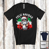 MacnyStore - Feliz Navidad; Joyful Christmas Lights Santa Sunglasses; Spanish X-mas Family Group T-Shirt