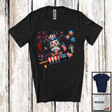 MacnyStore - Ferret Riding Firecracker, Amazing 4th Of July American Flag Firecracker, Animal Zoo Lover T-Shirt