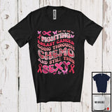 MacnyStore - Fighting Breast Cancer Through Chemo; Lovely Breast Cancer Awareness Plaid Pink Ribbon; Family T-Shirt