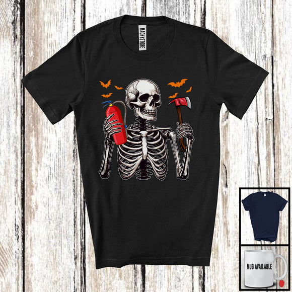 MacnyStore - Firefighter Skeleton, Scary Halloween Costume Skeleton Skull Lover, Proud Careers Group T-Shirt