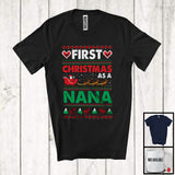 MacnyStore - First Christmas As A Nana; Wonderful X-mas Sweater Santa Family; Pregnancy Announcement T-Shirt