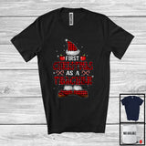 MacnyStore - First Christmas As A Teacher; Cheerful Christmas Plaid Santa; Promoting Future Family T-Shirt