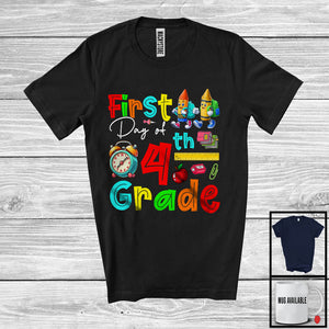 MacnyStore - First Day Of 4th Grade, Adorable Back To School Crayons Lover, Students Teachers Squad T-Shirt