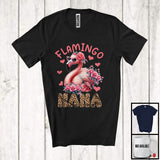 MacnyStore - Flamingo Nana, Wonderful Mother's Day Leopard Flowers Flamingo Lover, Family Group T-Shirt