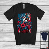 MacnyStore - Flowers Dabbing Unicorn Wearing American Flag Hat, Lovely 4th Of July USA Patriotic T-Shirt