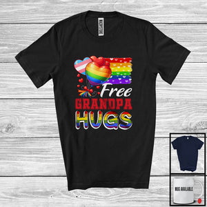 MacnyStore - Free Grandpa Hugs, Proud LGBTQ Gay Pride Transgender Rainbow Flag, Matching Family Group T-Shirt