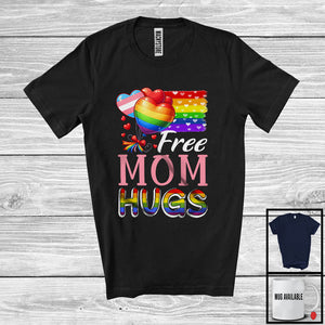 MacnyStore - Free Mom Hugs, Proud LGBTQ Gay Pride Transgender Rainbow Flag, Matching Family Group T-Shirt