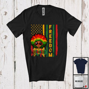 MacnyStore - Freedom, Adorable Juneteenth Flag Sunflower Black Afro Boy, African American Pride Group T-Shirt