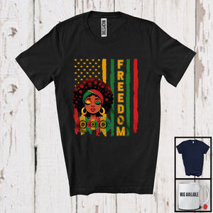 MacnyStore - Freedom, Adorable Juneteenth Flag Sunflower Black Afro Girl, African American Pride Group T-Shirt