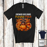 MacnyStore - French Bulldog Pumpkin Patch; Lovely Thanksgiving Dog In Pumpkin; Fall Leaves Flowers T-Shirt