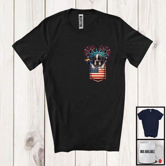 MacnyStore - French Bulldog in American Flag Pocket, Adorable 4th Of July French Bulldog Owner, Patriotic T-Shirt