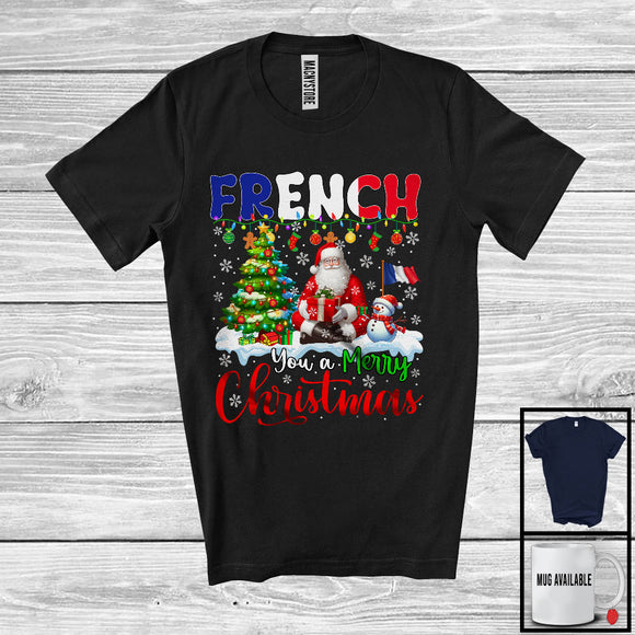 MacnyStore - French You A Merry Christmas; Fantastic X-mas Tree Santa French Flag Snowman; Family Group T-Shirt