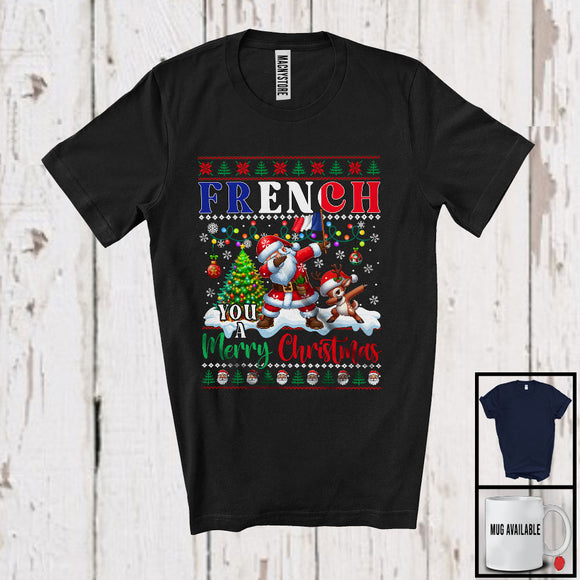 MacnyStore - French You A Merry Christmas; Humorous X-mas Sweater Dabbing Santa French Flag; Family T-Shirt