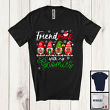 MacnyStore - Friendmas With My Gnomies; Amusing Christmas Four Gnomes Snowing; Gnomies Family Group T-Shirt