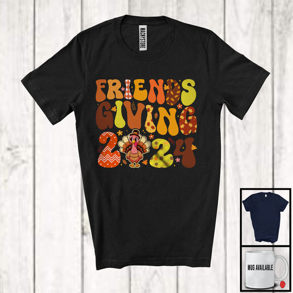 MacnyStore - Friends Giving 2024; Awesome Thanksgiving Dinner Family Turkey; Groovy Autumn Flowers T-Shirt