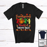 MacnyStore - Friendsgiving 2024 Thankful For My Tribe; Adorable Thanksgiving Turkey Pumpkin Lover T-Shirt