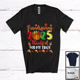 MacnyStore - Friendsgiving 2025 Thankful For My Tribe; Adorable Thanksgiving Turkey Pumpkin Lover T-Shirt