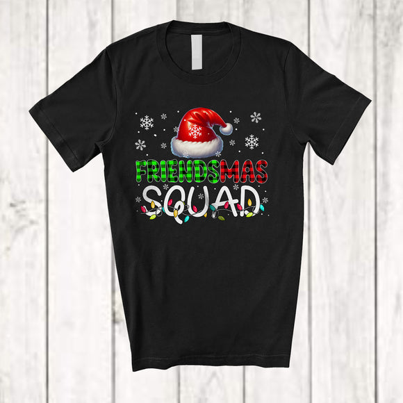 MacnyStore - Friendsmas Squad; Amazing Christmas Lights Snow Santa Plaid; Friends Family Group T-Shirt