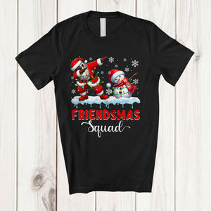 MacnyStore - Friendsmas Squad; Amusing Christmas Black Afro Santa Dabbing With Snowman; African Family T-Shirt