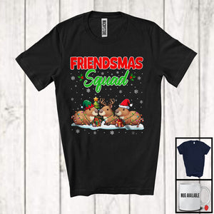 MacnyStore - Friendsmas Squad; Wonderful Christmas Lights Three Santa Reindeer Capybara; Pajama Group T-Shirt