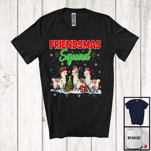 MacnyStore - Friendsmas Squad; Wonderful Christmas Lights Three Santa Reindeer Llama; Pajama Group T-Shirt