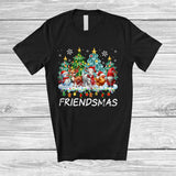 MacnyStore - Friendsmas; Amusing Christmas Santa Goat Chicken Reindeer Elf Snowman Gnome Squad; Family T-Shirt