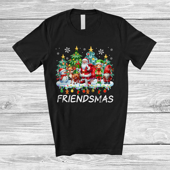 MacnyStore - Friendsmas; Amusing Christmas Santa Reindeer Elf Snowman Gnome Squad; Family Group T-Shirt