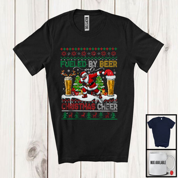 MacnyStore - Fueled By Beer And Christmas Cheer; Joyful Sweater Dabbing Santa Beer; Drinking Drunker T-Shirt