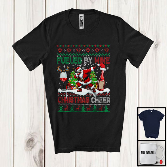 MacnyStore - Fueled By Wine And Christmas Cheer; Joyful Sweater Dabbing Santa Wine; Drinking Drunker T-Shirt