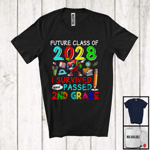 MacnyStore - Future Class Of 2028 I Survived Passed 2nd Grade, Proud Graduation School Summer, Students T-Shirt