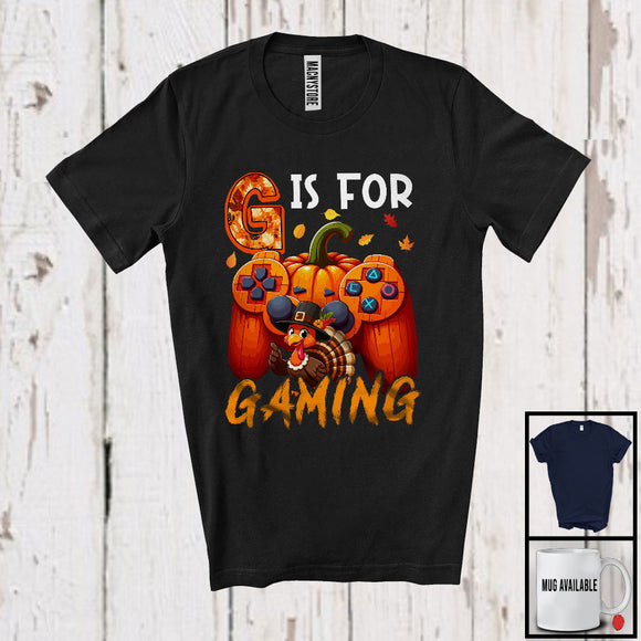 MacnyStore - G Is For Gaming, Humorous Thanksgiving Costume Game Controller, Gaming Lover Gamer Group T-Shirt