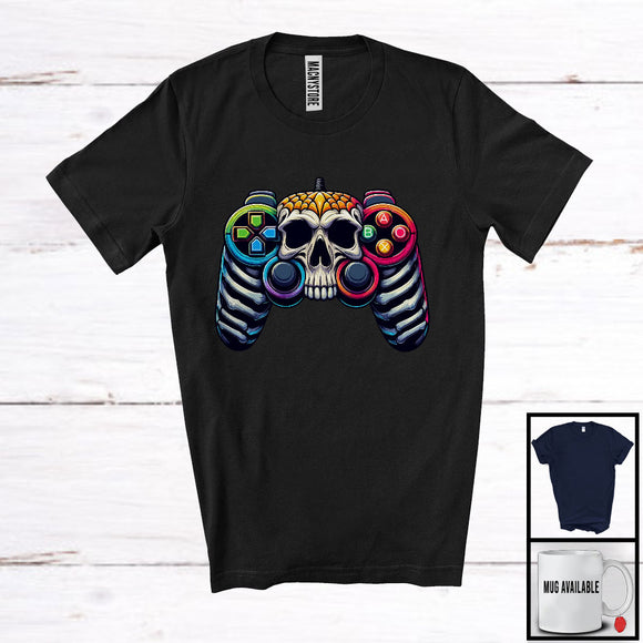 MacnyStore - Game Controller Skull Bones; Creepy Halloween Costume Gaming; Matching Gamer Group T-Shirt