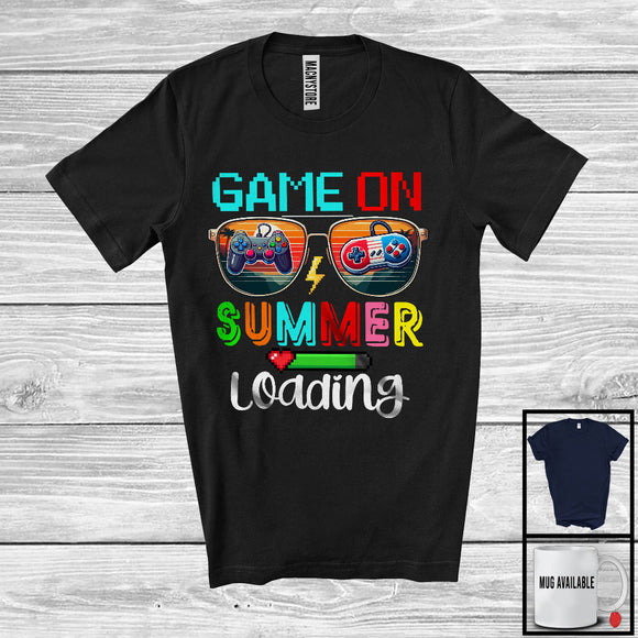 MacnyStore - Game On Summer Loading, Colorful Summer Vacation Sunglasses Gamer, Students Gaming T-Shirt