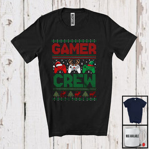 MacnyStore - Gamer Crew; Awesome Christmas Sweater Three Games Controllers; X-mas Gaming Gamer T-Shirt