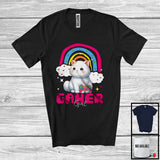 MacnyStore - Gamer Girl; Adorable Cat Playing Video Games Lover; Gaming Rainbow Gamer Group T-Shirt