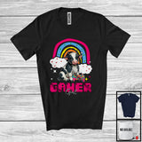 MacnyStore - Gamer Girl; Adorable Farm Animal Cow Playing Video Games; Gaming Gamer Farmer T-Shirt