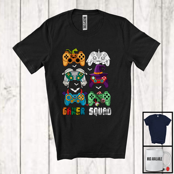 MacnyStore - Gamer Squad; Creepy Halloween Pumpkin Zombie Mummy Gaming Controllers; Gamer Group T-Shirt