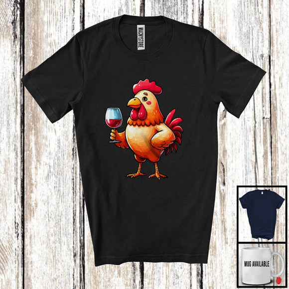 MacnyStore - German Chicken Drinking Wine; Humorous Festival Oktoberfest Farm Farmer; Drunker Team T-Shirt