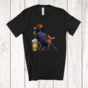 MacnyStore - German Starling Drinking Beer; Cheerful Festival Oktoberfest Bird Drunker; Family Group T-Shirt