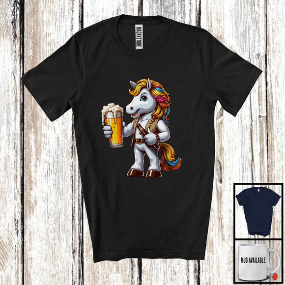 MacnyStore - German Unicorn Drinking Beer; Humorous Festival Oktoberfest Unicorn; Drunker Team T-Shirt