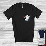 MacnyStore - Ghost Boo Playing Ice Hockey; Awesome Halloween Costume Pocket; Sport Player Team T-Shirt