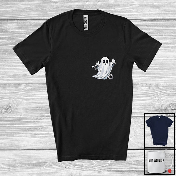 MacnyStore - Ghost Boo Playing Soccer; Awesome Halloween Costume Pocket; Sport Player Team T-Shirt