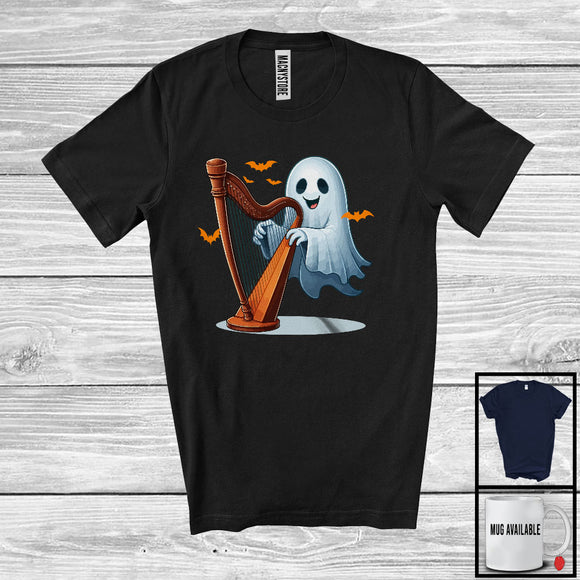 MacnyStore - Ghost Playing Harp; Awesome Halloween Boo Ghost; Musical Instruments Player Group T-Shirt