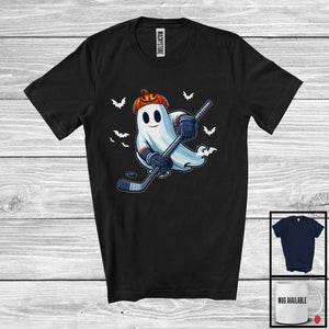 MacnyStore - Ghost Playing Hockey, Scary Halloween Costume Hockey Player Playing Lover, Sport Team T-Shirt