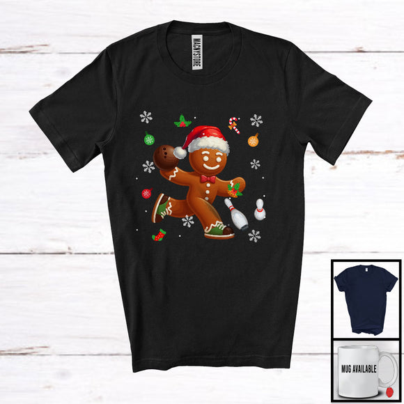 MacnyStore - Gingerbread Playing Bowling; Awesome Christmas Santa Gingerbread; Sport Player Baker T-Shirt