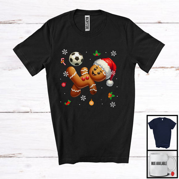 MacnyStore - Gingerbread Playing Football; Awesome Christmas Santa Gingerbread; Sport Player Baker T-Shirt